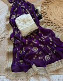 Pure Fandy satin material with c pallu birts embroidery work with ready made lace border Saree