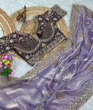 Pure Fandy satin material with c pallu embroidery work with sequences and cut work border Saree