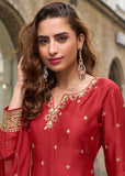 Chinon Silk with Codding Embroidery Sequence Work Salwar Kameez