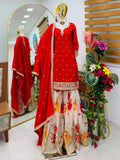 Chinon Silk with Codding Embroidery Sequence Work Salwar Kameez