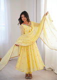 Heavy Faux Georgette with Designer Embroidery with Thread Detailing Work Salwar Kameez