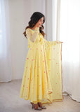 Heavy Faux Georgette with Designer Embroidery with Thread Detailing Work Salwar Kameez