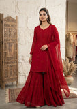 Latest Designer Georgette Top Dupatta And Sharara Set With Beautiful Embroidery Work