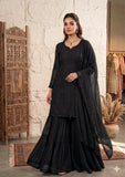 Latest Designer Georgette Top Dupatta And Sharara Set With Beautiful Embroidery Work
