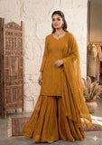 Latest Designer Georgette Top Dupatta And Sharara Set With Beautiful Embroidery Work