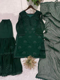 Latest Designer Georgette Top Dupatta And Sharara Set With Beautiful Embroidery Work