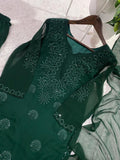 Latest Designer Georgette Top Dupatta And Sharara Set With Beautiful Embroidery Work