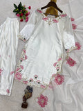 READY TO WEAR SPACIAL FANCY DESIGN HEAVY EMBROIDERY AND SEQUENCE WORK TOP - FARSHI SALWAR WITH DUPATTA