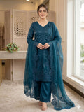 DESIGNER PAKISTANI SUIT WITH SEQUENCE EMBROIDERED AND CUT WORKED TOP PLAZZO AND DUPATTA