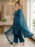DESIGNER PAKISTANI SUIT WITH SEQUENCE EMBROIDERED AND CUT WORKED TOP PLAZZO AND DUPATTA