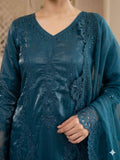 DESIGNER PAKISTANI SUIT WITH SEQUENCE EMBROIDERED AND CUT WORKED TOP PLAZZO AND DUPATTA