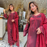 DESIGNER PAKISTANI SUIT WITH SEQUENCE EMBROIDERED AND CUT WORKED TOP PLAZZO AND DUPATTA