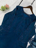 DESIGNER PAKISTANI SUIT WITH SEQUENCE EMBROIDERED AND CUT WORKED TOP PLAZZO AND DUPATTA