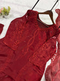 DESIGNER PAKISTANI SUIT WITH SEQUENCE EMBROIDERED AND CUT WORKED TOP PLAZZO AND DUPATTA