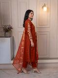 Fully Stitched 3 Pieces Embroidery Sequence work Kurta and Pant & Dupatta Set