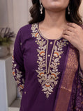 Fully Stitched 3 Pieces Embroidery Sequence work Kurta and Pant & Dupatta Set