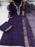 Fully Stitched 3 Pieces Embroidery Sequence work Kurta and Pant & Dupatta Set