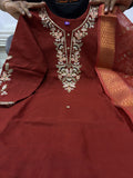 Fully Stitched 3 Pieces Embroidery Sequence work Kurta and Pant & Dupatta Set