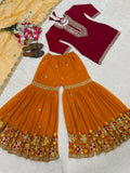 New Designer Heavy Faux Georgette Party Wear Top Sharara and Dupatta