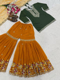New Designer Heavy Faux Georgette Party Wear Top Sharara and Dupatta