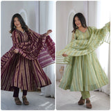 Heavy Viscose Weaving Zequard with Real Mirror Lace Work Salwar Kameez