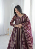 Heavy Viscose Weaving Zequard with Real Mirror Lace Work Salwar Kameez