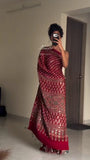 Premium Chinon Silk With Beautiful Print And With Beautiful Real Mirror Work Saree