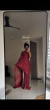 Premium Chinon Silk With Beautiful Print And With Beautiful Real Mirror Work Saree