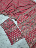 Premium Chinon Silk With Beautiful Print And With Beautiful Real Mirror Work Saree