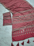 Premium Chinon Silk With Beautiful Print And With Beautiful Real Mirror Work Saree