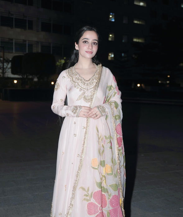 Designer Fox Georgette Party Wear Gown Pent And Dupatta Set