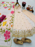 Designer Fox Georgette Party Wear Gown Pent And Dupatta Set