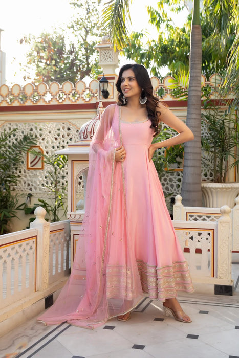 Latest Designer Party Wear Natural Crep Silk Anarkali Suit
