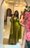 Designer Crunchy Silk Gown Bottom And Dupatta With Embroidery And Sequence Work