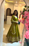 Designer Crunchy Silk Gown Bottom And Dupatta With Embroidery And Sequence Work