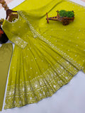 Designer Crunchy Silk Gown Bottom And Dupatta With Embroidery And Sequence Work