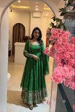 Designer Crunchy Silk Gown Bottom And Dupatta With Embroidery And Sequence Work