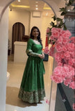 Designer Crunchy Silk Gown Bottom And Dupatta With Embroidery And Sequence Work
