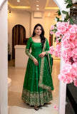 Designer Crunchy Silk Gown Bottom And Dupatta With Embroidery And Sequence Work