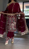 New Designer Party Wear Look Natural Crep Top Dhoti Salwar and Dupatta