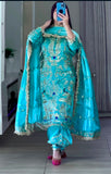 New Designer Party Wear Look Natural Crep Top Dhoti Salwar and Dupatta