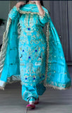 New Designer Party Wear Look Natural Crep Top Dhoti Salwar and Dupatta