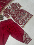 New Designer Party Wear Look Natural Crep Top Dhoti Salwar and Dupatta