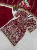 New Designer Party Wear Look Natural Crep Top Dhoti Salwar and Dupatta