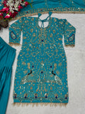 New Designer Party Wear Look Natural Crep Top Dhoti Salwar and Dupatta