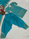 New Designer Party Wear Look Natural Crep Top Dhoti Salwar and Dupatta