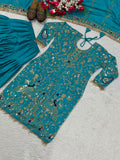 New Designer Party Wear Look Natural Crep Top Dhoti Salwar and Dupatta