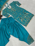 New Designer Party Wear Look Natural Crep Top Dhoti Salwar and Dupatta