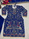 New Designer Party Wear Look Natural Crep Top Dhoti Salwar and Dupatta