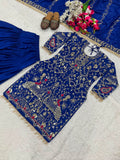 New Designer Party Wear Look Natural Crep Top Dhoti Salwar and Dupatta